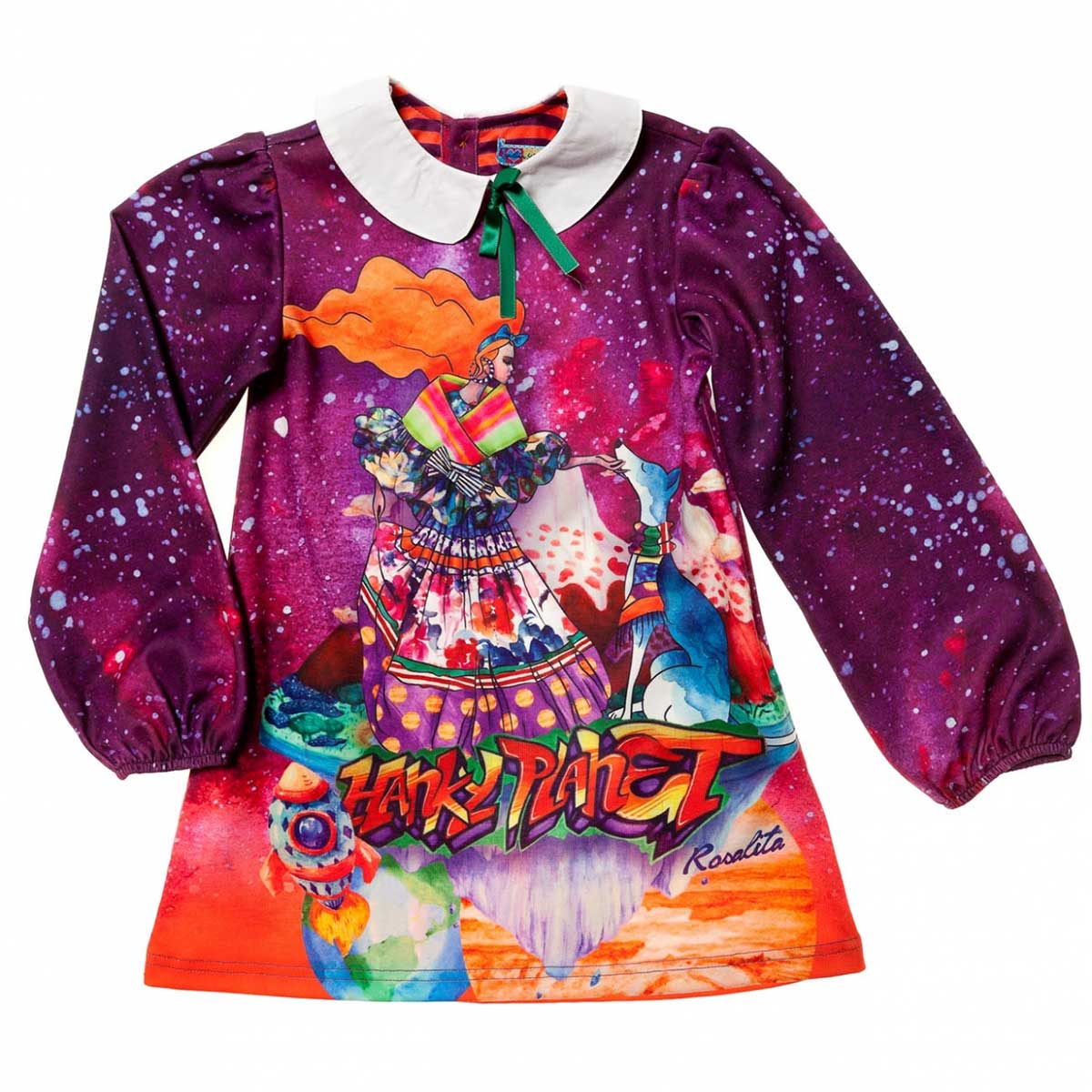 
  Kleid mit Hemdkragen aus der Rosalita Senoritas Kinderbekleidungslinie;
  schönes mehrfarbiges...