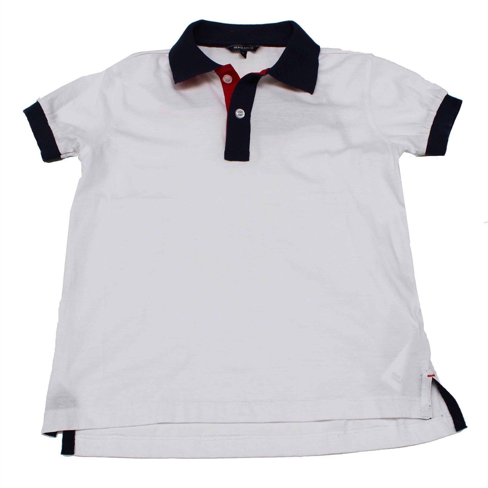 
  Kurzärmliges Poloshirt aus der Kinderkleidungslinie Silvian Heach mit Kontrastfarbe; spaltet s...