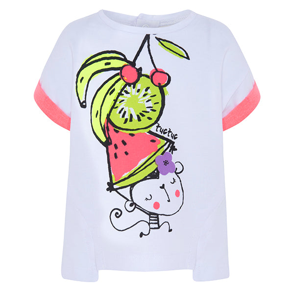 
  T-Shirt aus der Tuc Tuc Girl's Modelinie mit Fluo Designs auf der Vorderseite und
  Manschette...