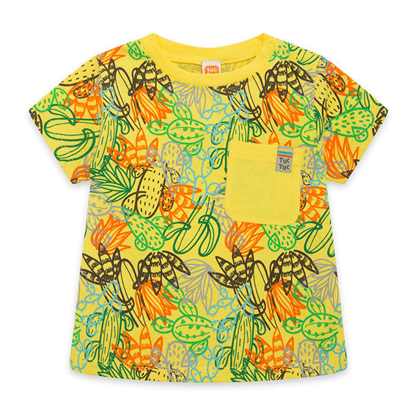 
  T-Shirt aus der tuc Tuc Childrenswear Line, Fancactus-Kollektion, mit Tasche
  auf der Vorders...