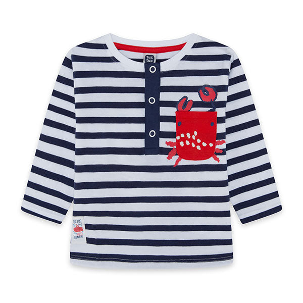
  Gestreiftes T-Shirt aus der Tuc Tuc Childrenswear Line, Red Submarine Kollektion,
  mit tasche...