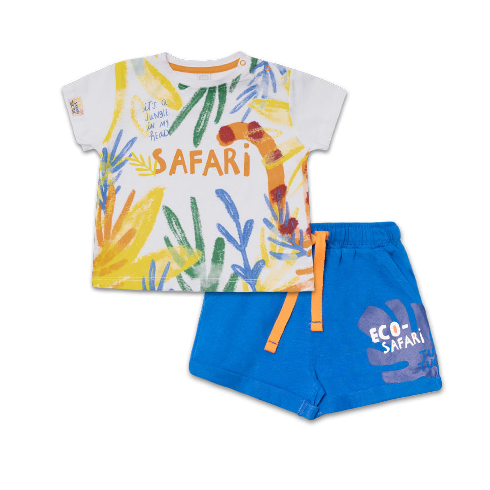 
Zweiteiliges Set aus der Tuc Tuc Children's Clothing Line, mit T-Shirt mit Safari-Muster und Dru...