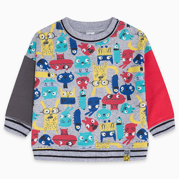 
  Sweatshirt aus der Tuc Tuc Childrenswear Line mit einfarbigen Ärmeln und Teilen
  zentral mit ...