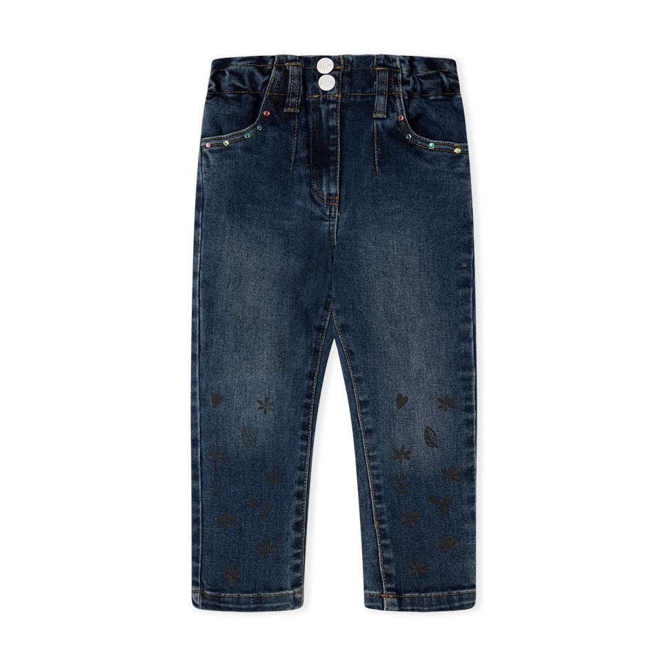 
Jeanshose aus der Tuc Tuc Girl's Clothing Line, mit elastischem Bund und kleinen Strasssteinen a...