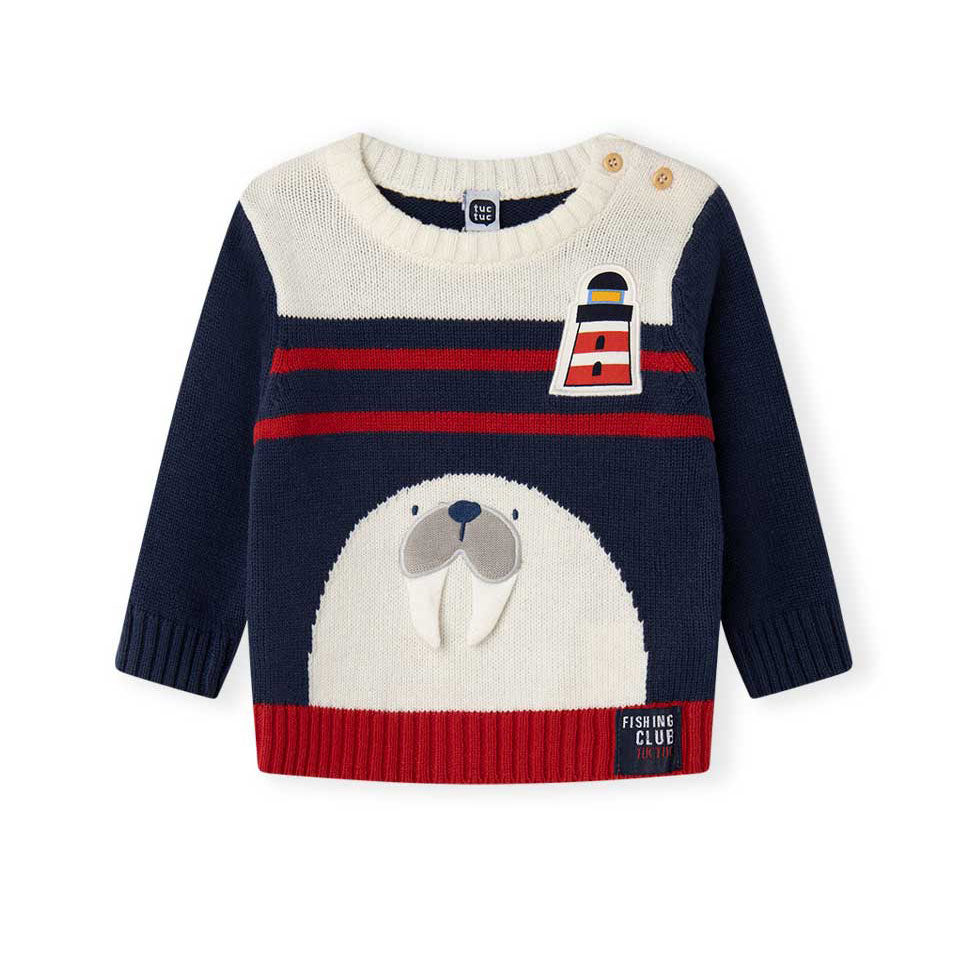 
Pullover aus der Kinderbekleidungslinie Tuc Tuc, mit maritimen Motiven und Stoffapplikation auf ...
