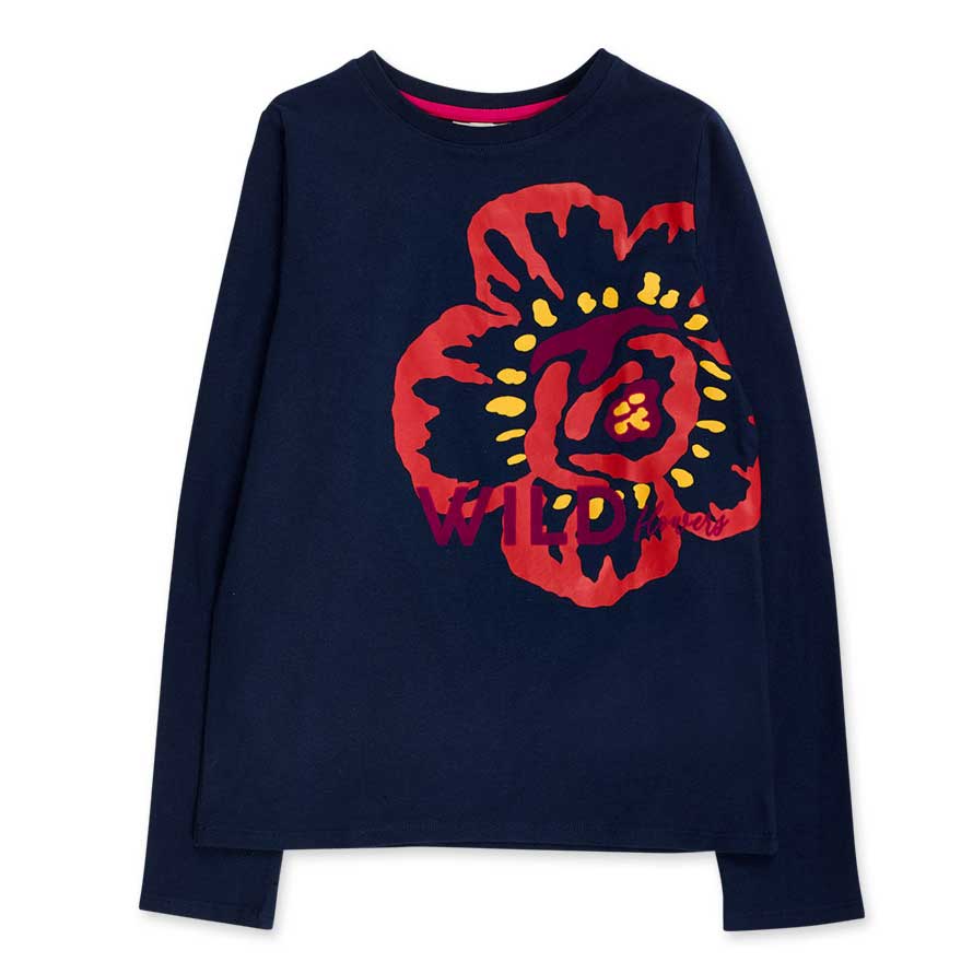 Maglietta della Linea Abbigliamento Bambina Tuc Tuc, con Disegno di fiore a tinte fluo su fondo s...