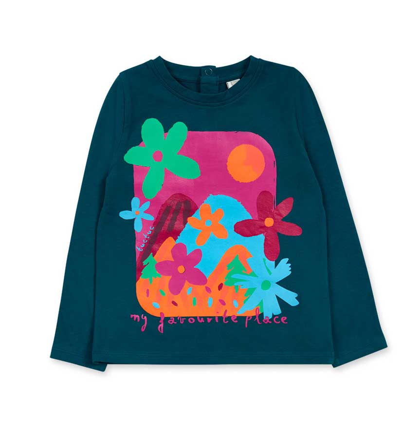 T-Shirt aus der Tuc Tuc Girls' Clothing Line, langärmlig, mit mehrfarbigem Druck auf der Vorderse...