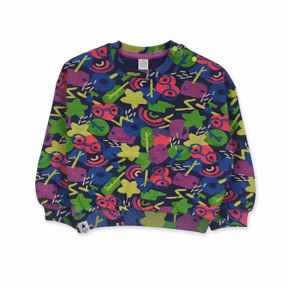 
Sweatshirt aus der Tuc Tuc Girls' Clothing Line, mit geometrischem Muster in fluoreszierenden Fa...