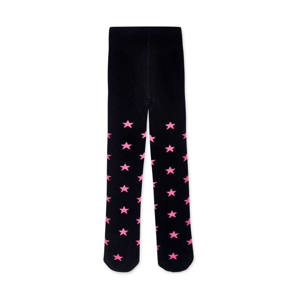 Strumpfhose aus der Tuc Tuc Girls' Clothing Line, mit fluoreszierendem Sternenmuster auf schwarze...