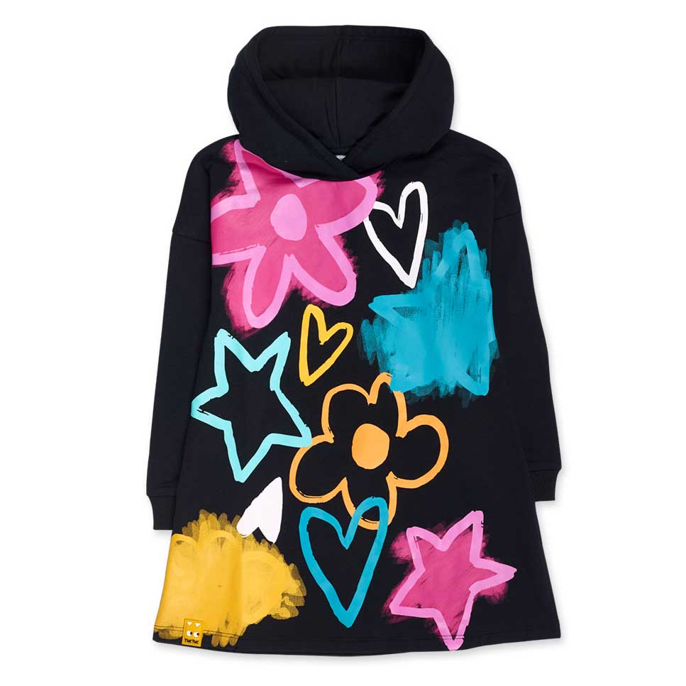 
Unifarbenes Sweatshirt-Kleid mit Kapuze aus der Kinderbekleidungslinie Tuc Tuc mit Aufdrucken in...