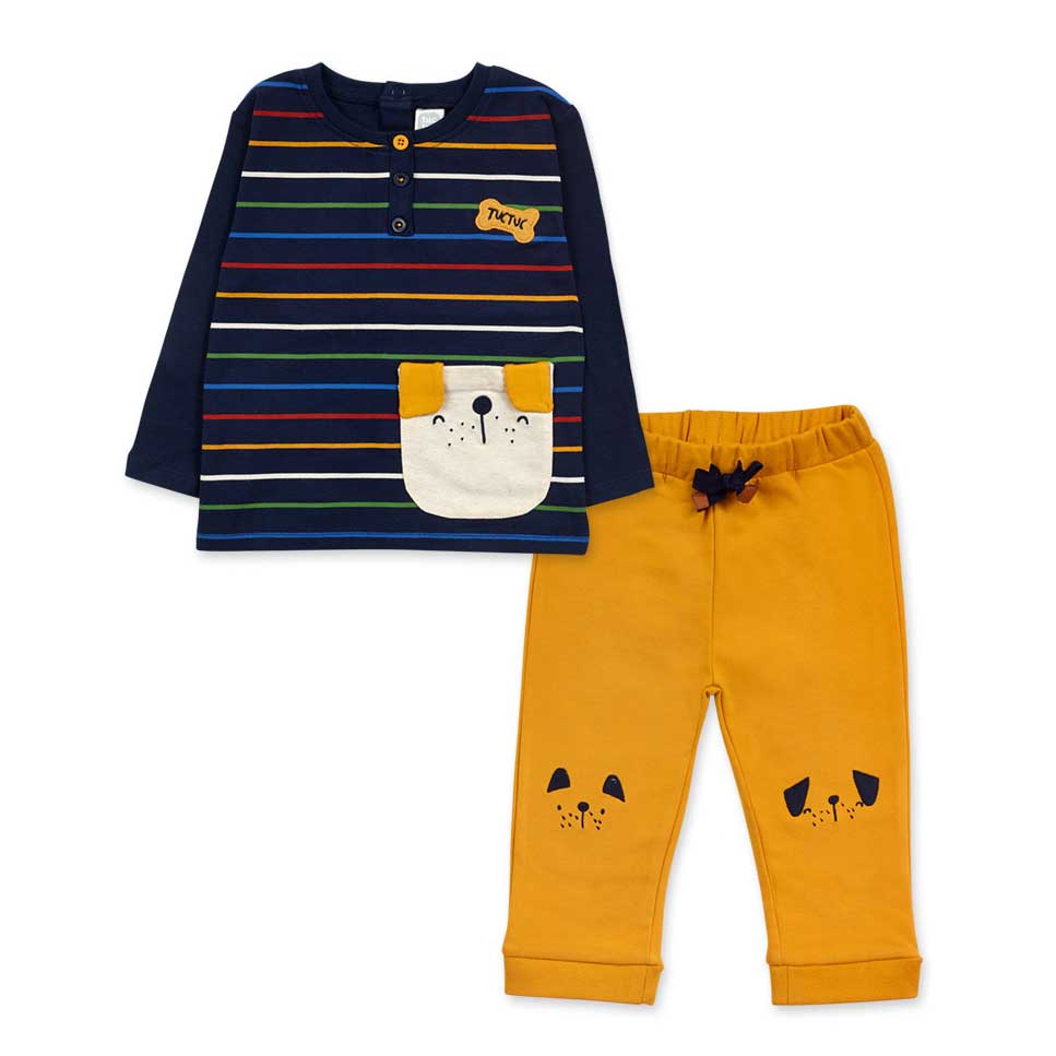 Zweiteiliges Set aus der Kinderbekleidungslinie Tuc Tuc mit gemustertem Sweatshirt und einfarbige...