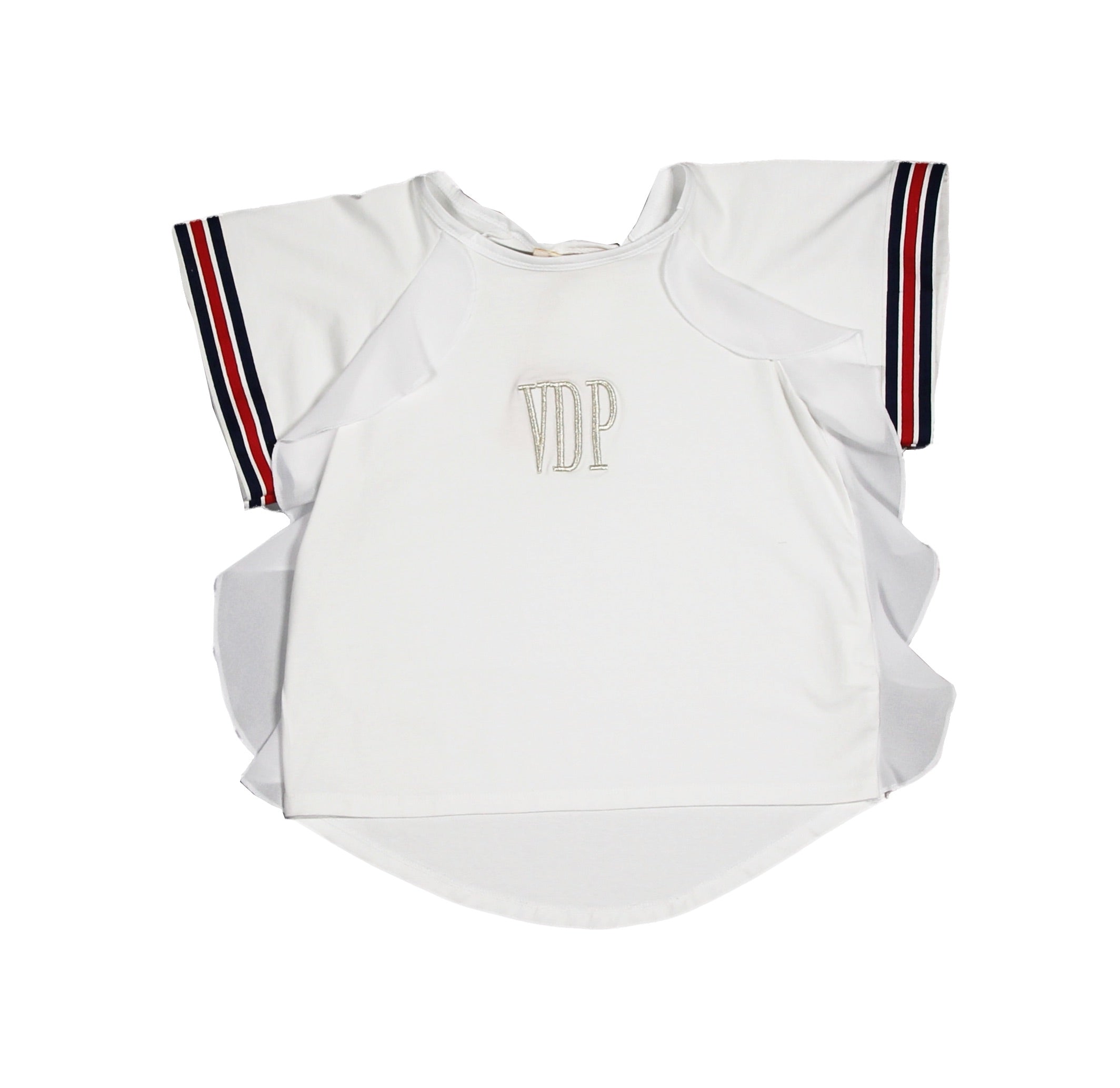 
  T-Shirt aus der Via Delle Perele Kinderbekleidungslinie mit Voillant an den Seiten
  und Stick...