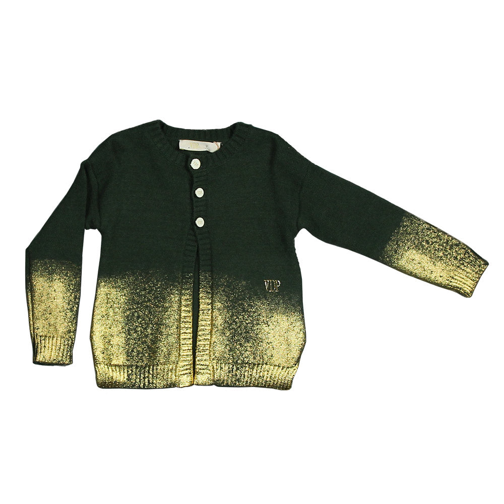 
  Einfarbige Strickjacke aus der Via Delle Perle Kinderkleidungslinie mit Farbverlauf
  Gold auf...